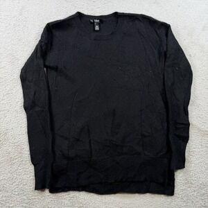 Aqua Cashmere Sweater Womens Small Black 100% Crewneck Pullover Lightweight Soft